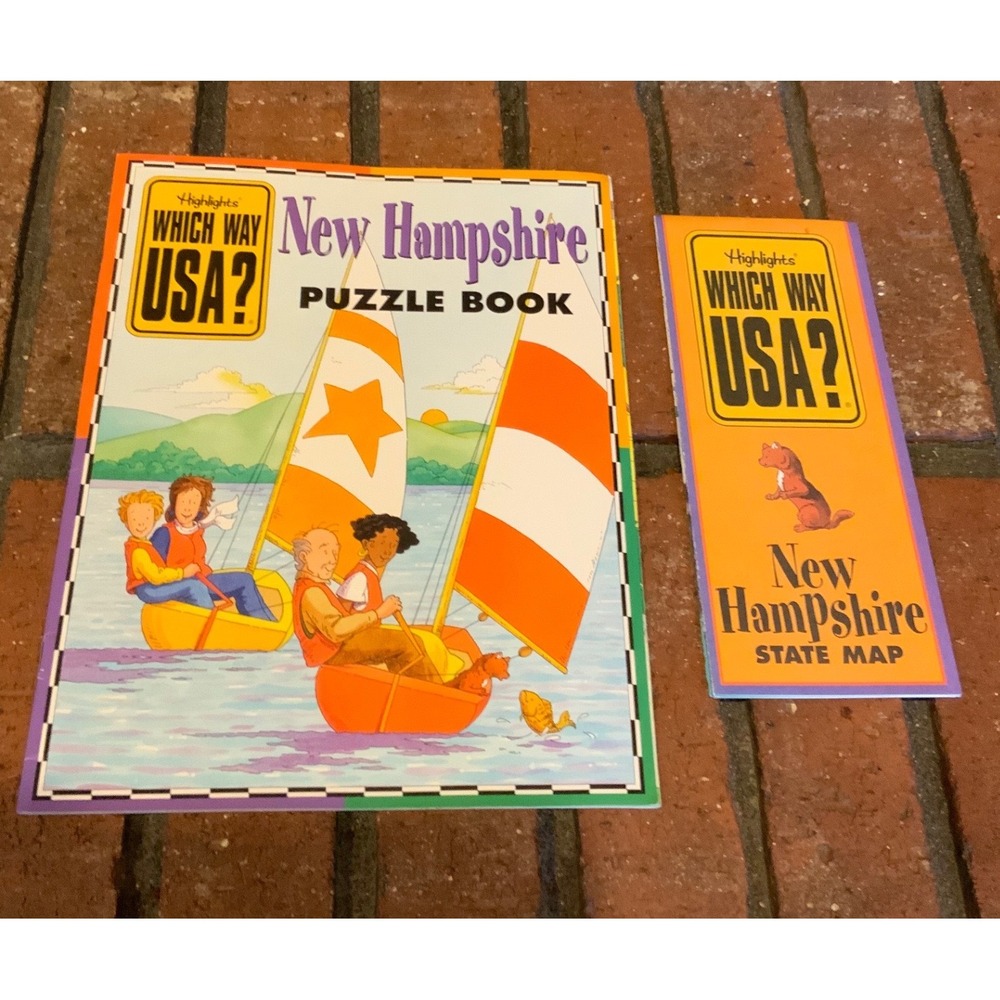Highlights Which Way USA New Hampshire Puzzle Book and State Map Set Vintage